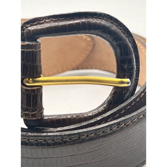 Banana Republic Wide Belt Brown Genuine Leather Wrapped Buckle Vtg M/I Italy 30